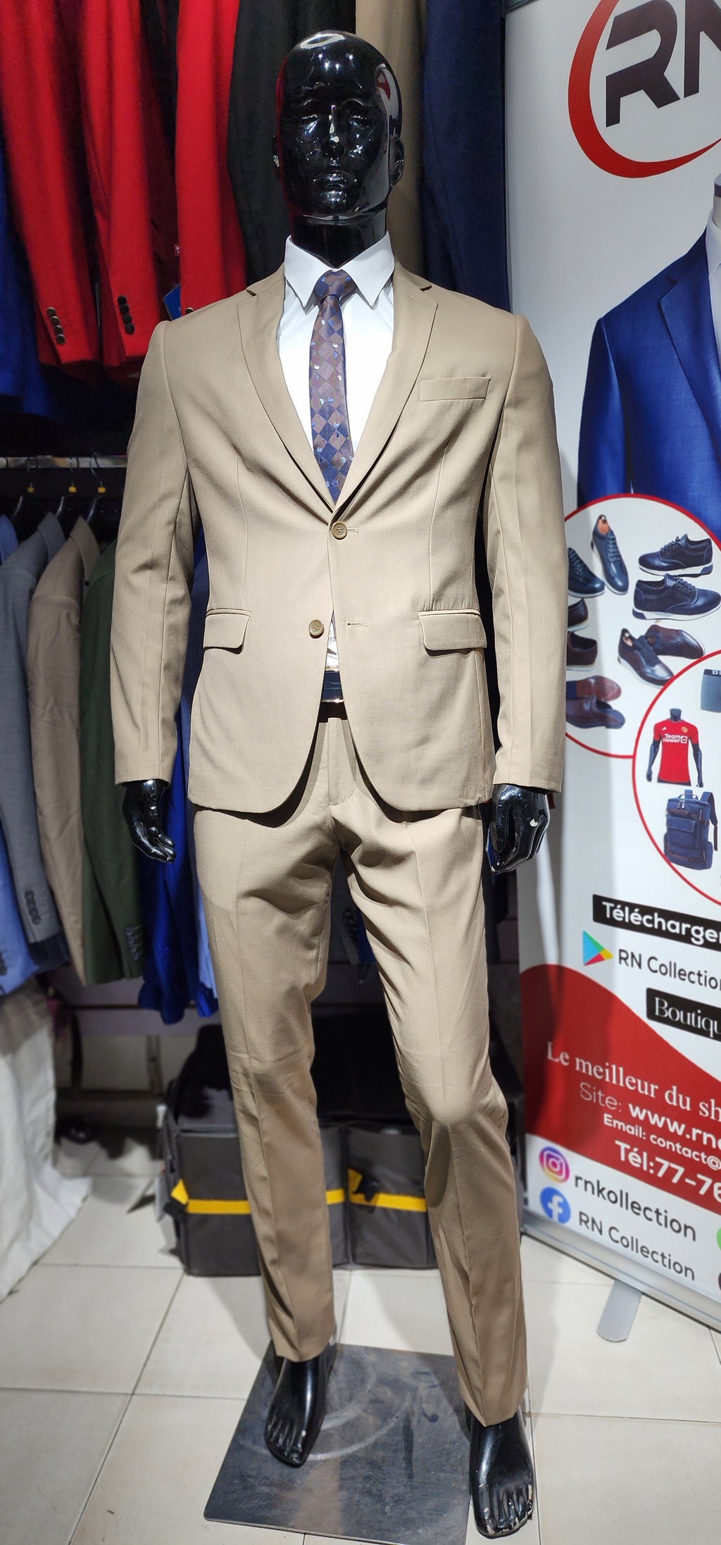 Ensemble costume beige cafe au lait