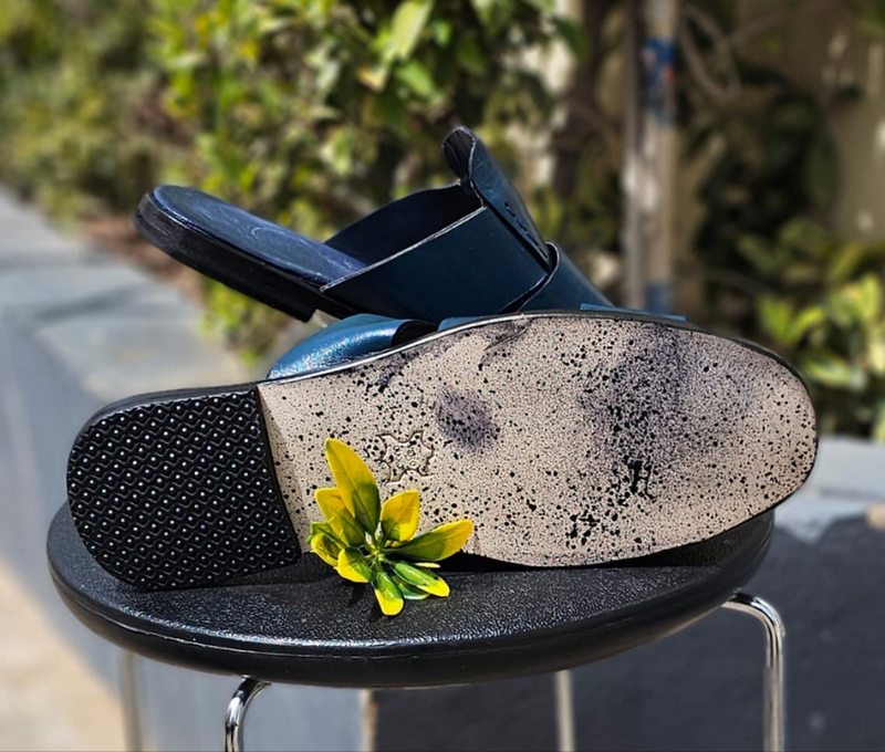 Sandale Cuir 23# Bleu