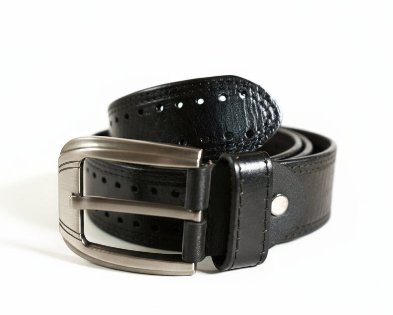 Ceinture Cuir Noir troué