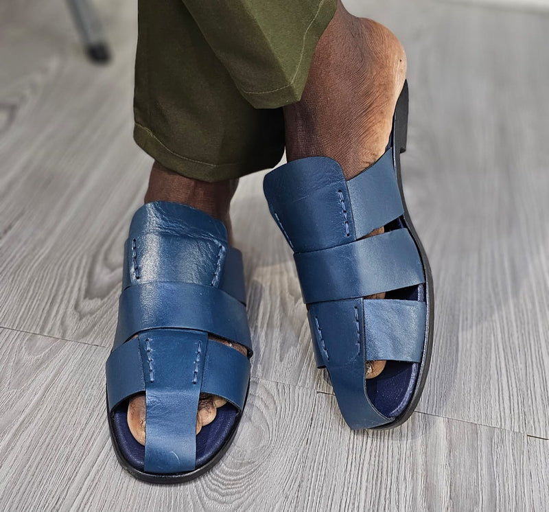 Sandale Cuir 23# Bleu