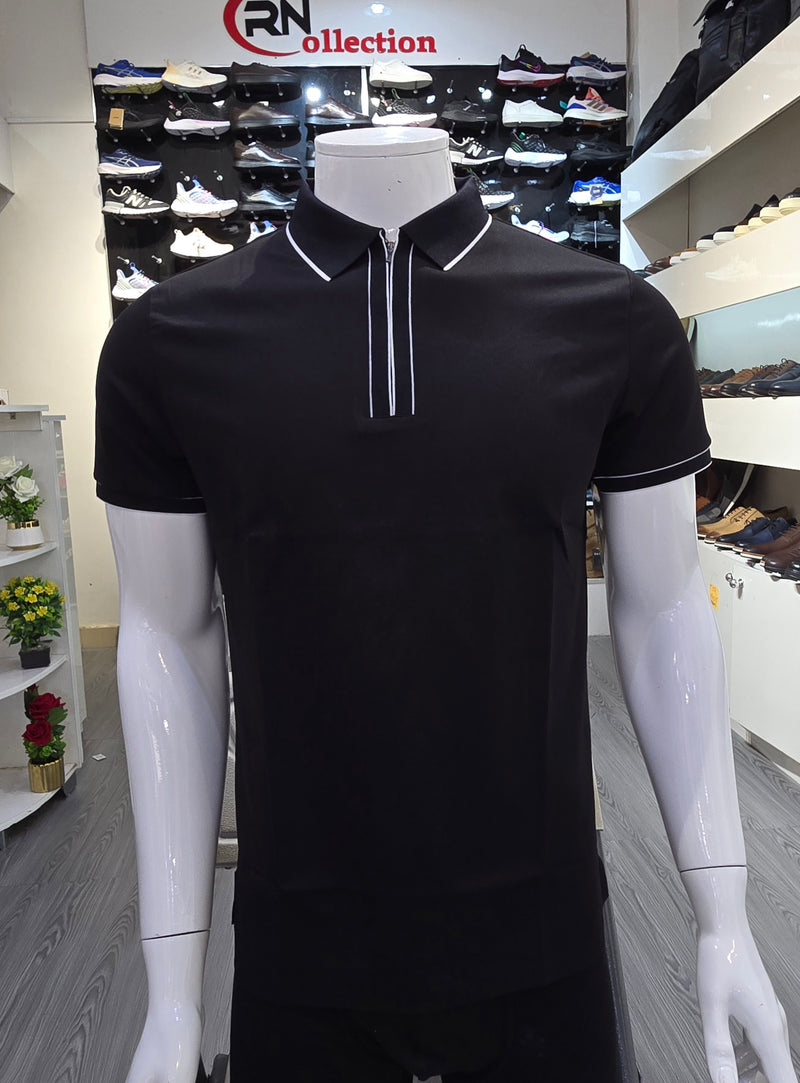 Polo Soie Glacèe Noir Fermeture