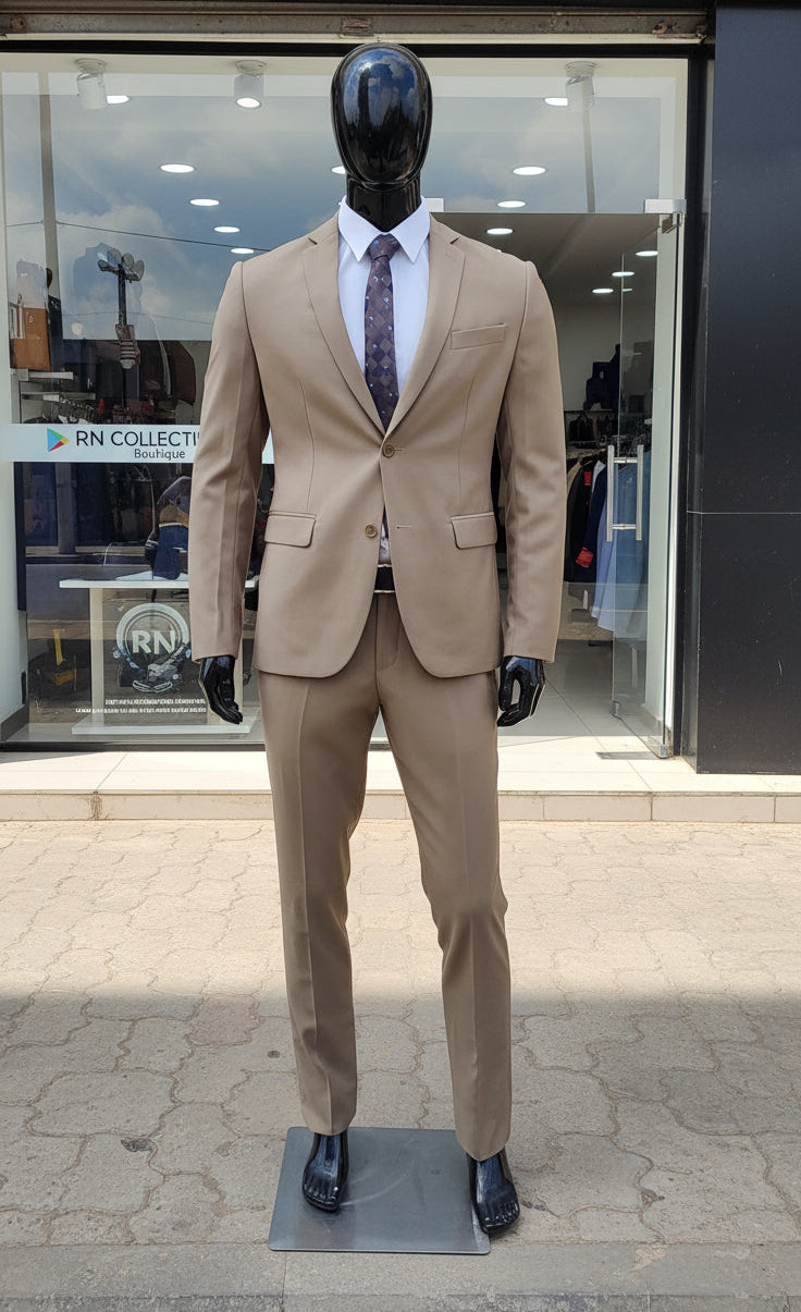 Ensemble costume beige cafe au lait