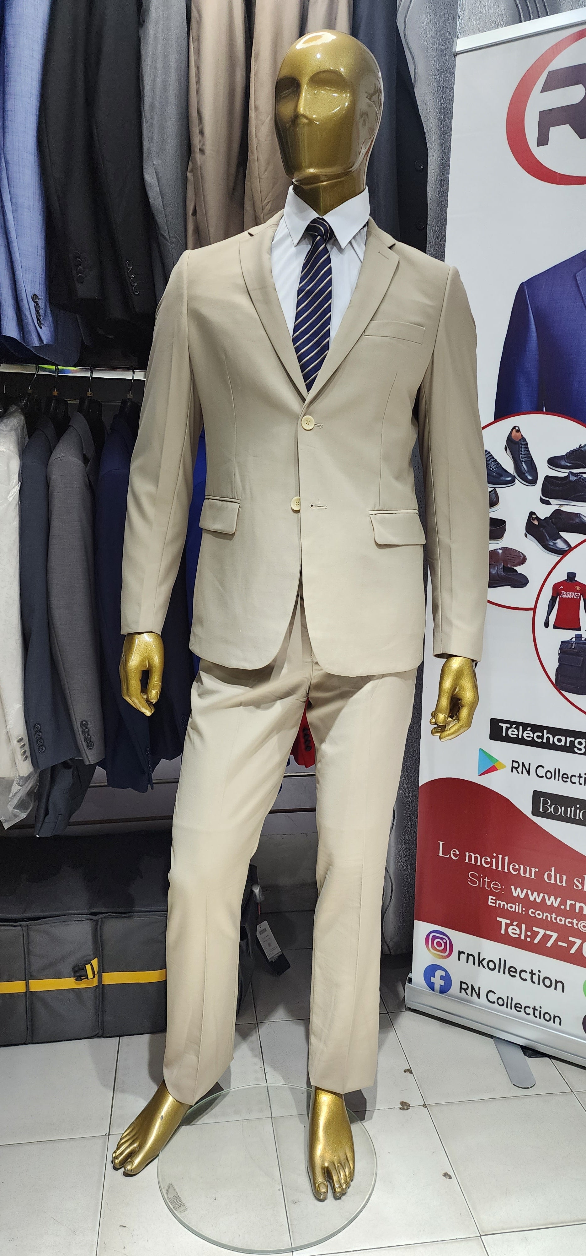 Ensemble costume beige clair