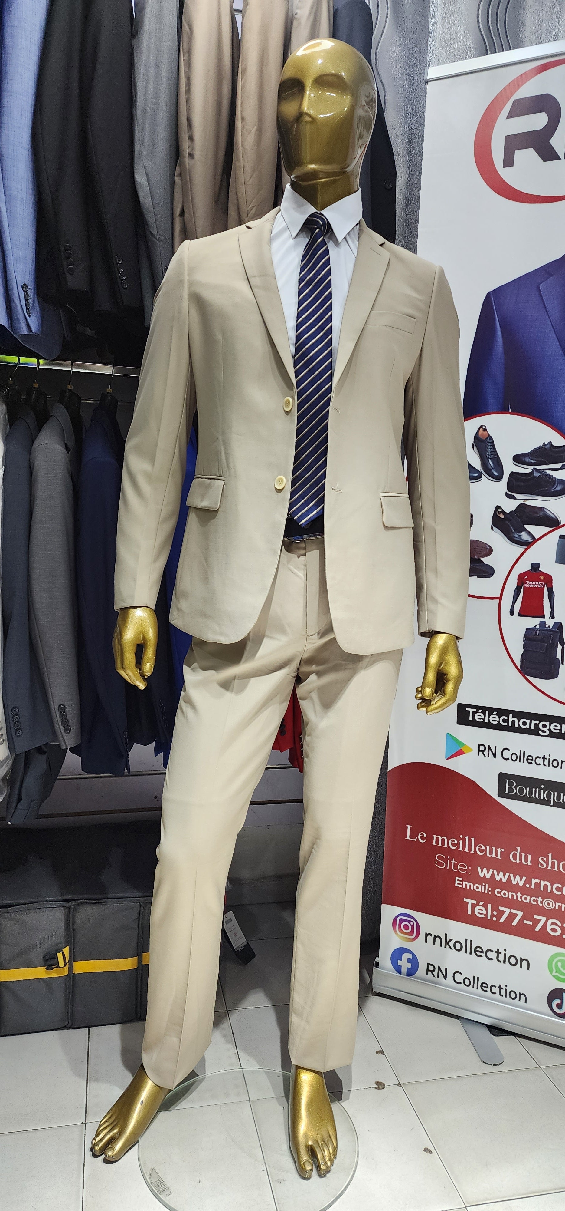 Ensemble costume beige clair