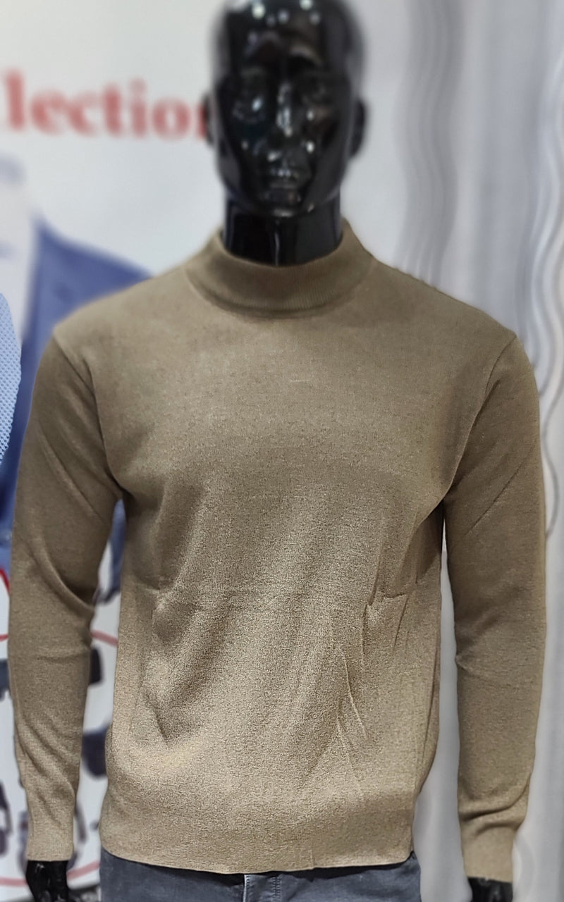 Pull col Rond beige