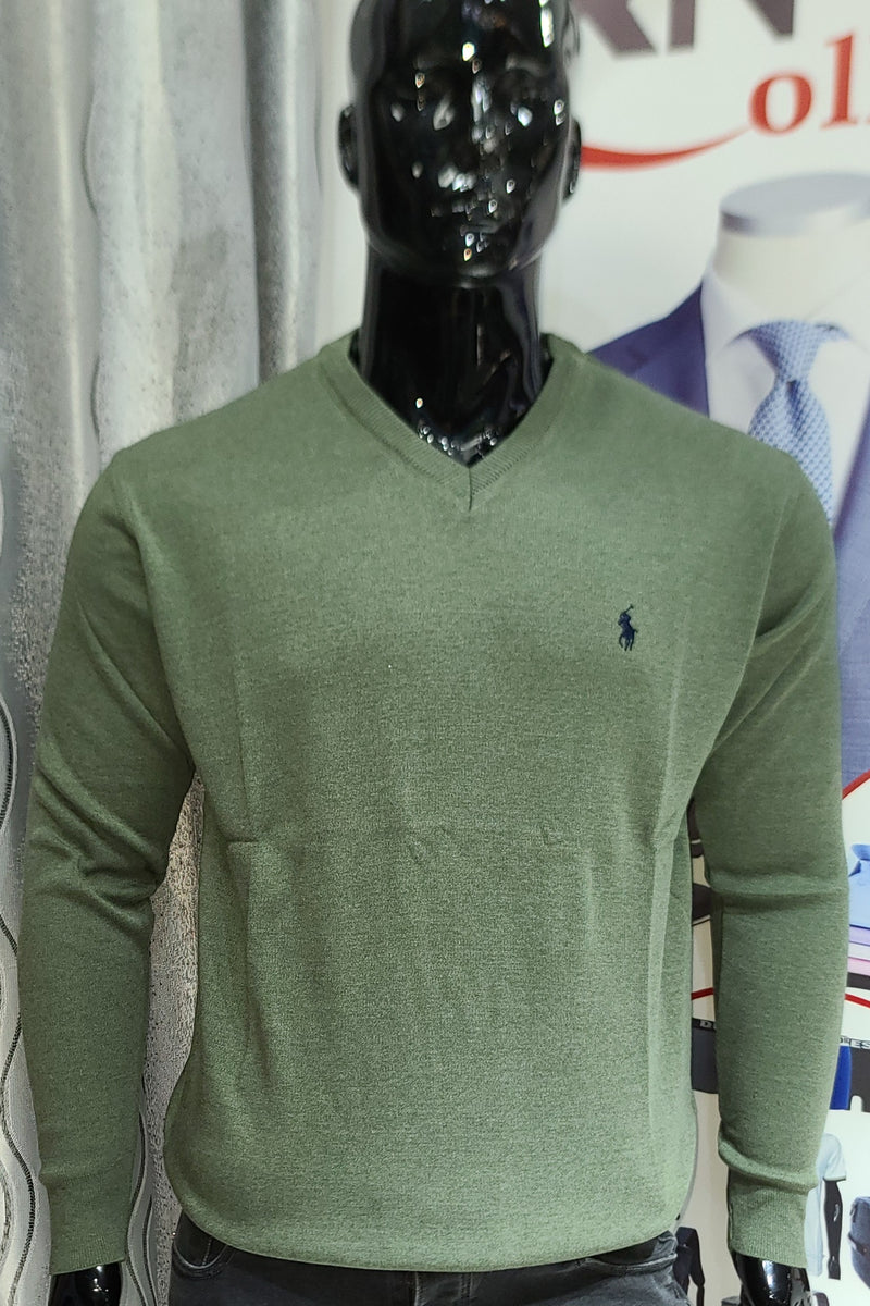 Pull polo col V Vert