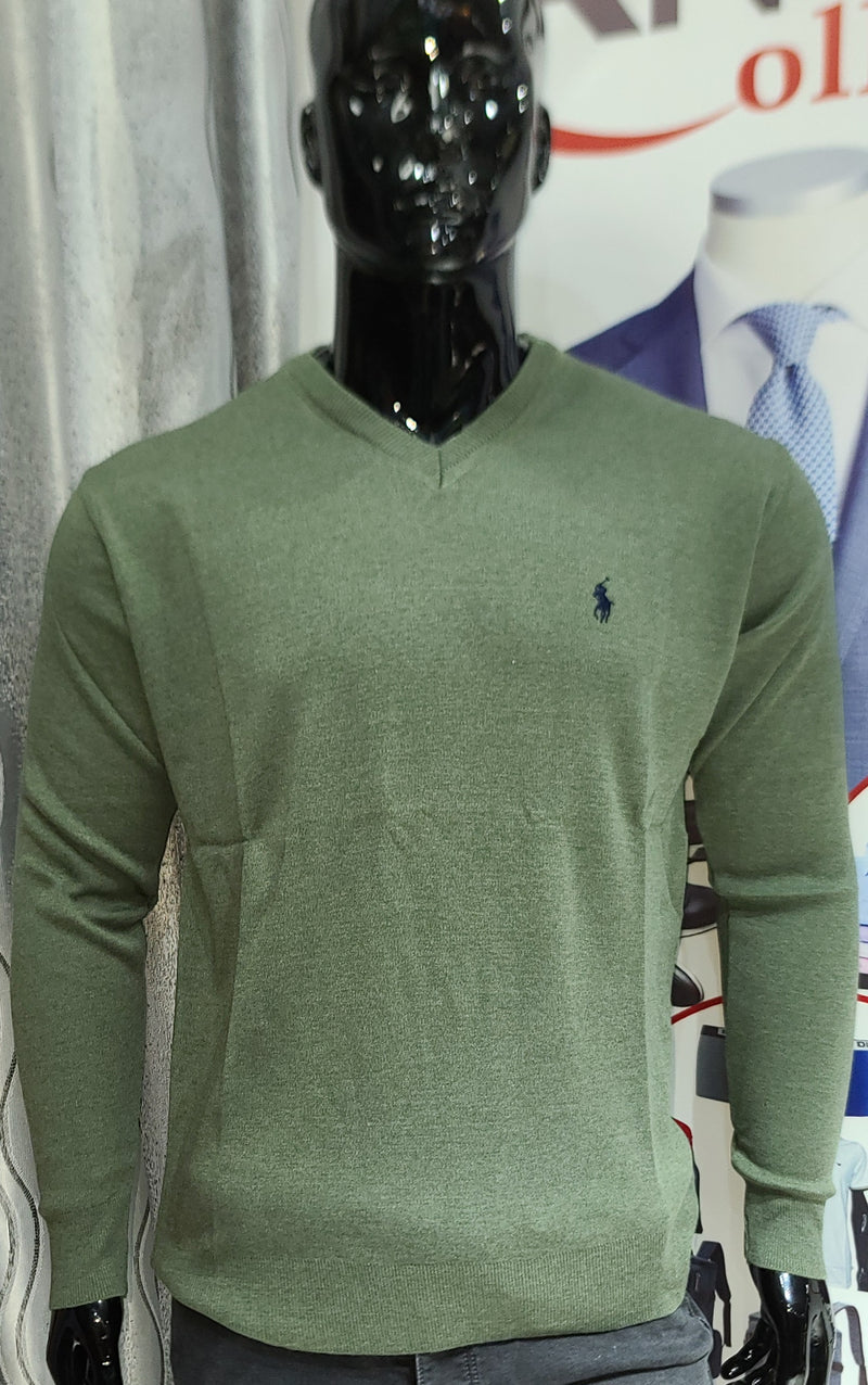 Pull polo col V Vert