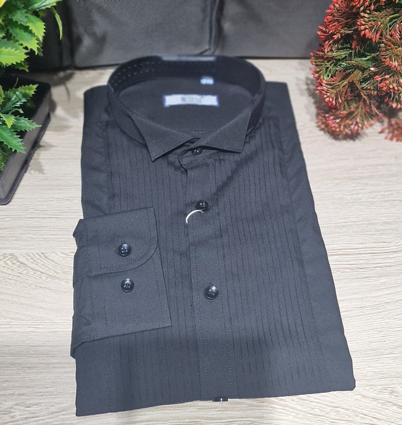 Chemise Noir Col Cassé