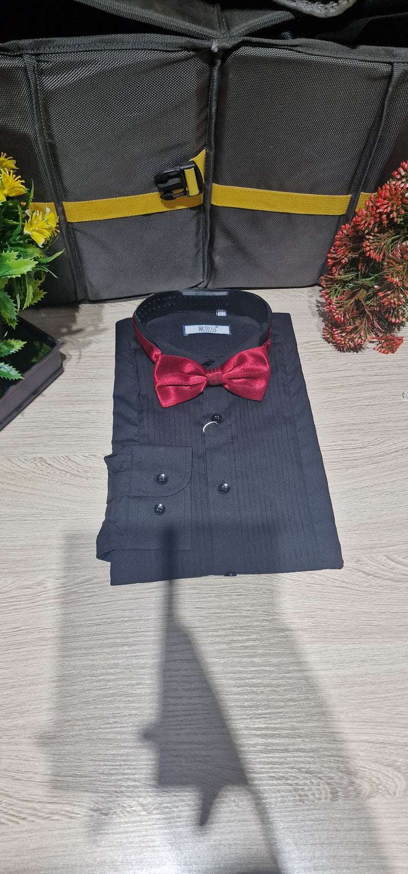 Chemise Noir Col Cassé