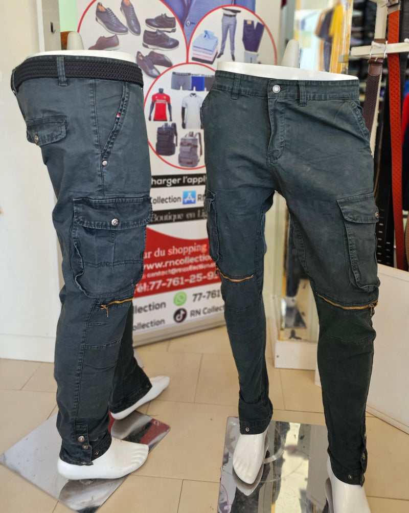 Pantalon cargo Gris Bas Poignet