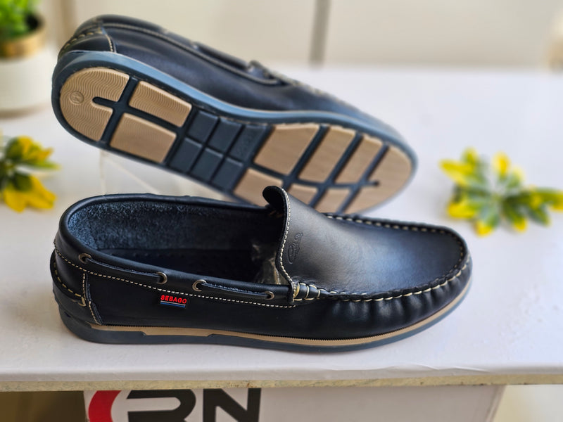 Mocassin Sebago Cuir Bleu