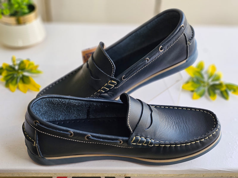 Mocassin Sebago Cuir Bleu