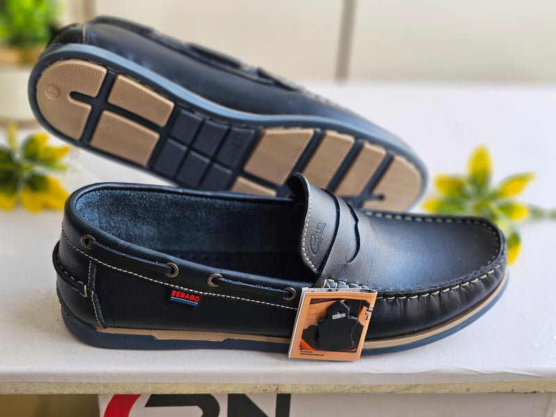 Mocassin Sebago Cuir Bleu