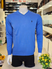 Pull Col V bleu