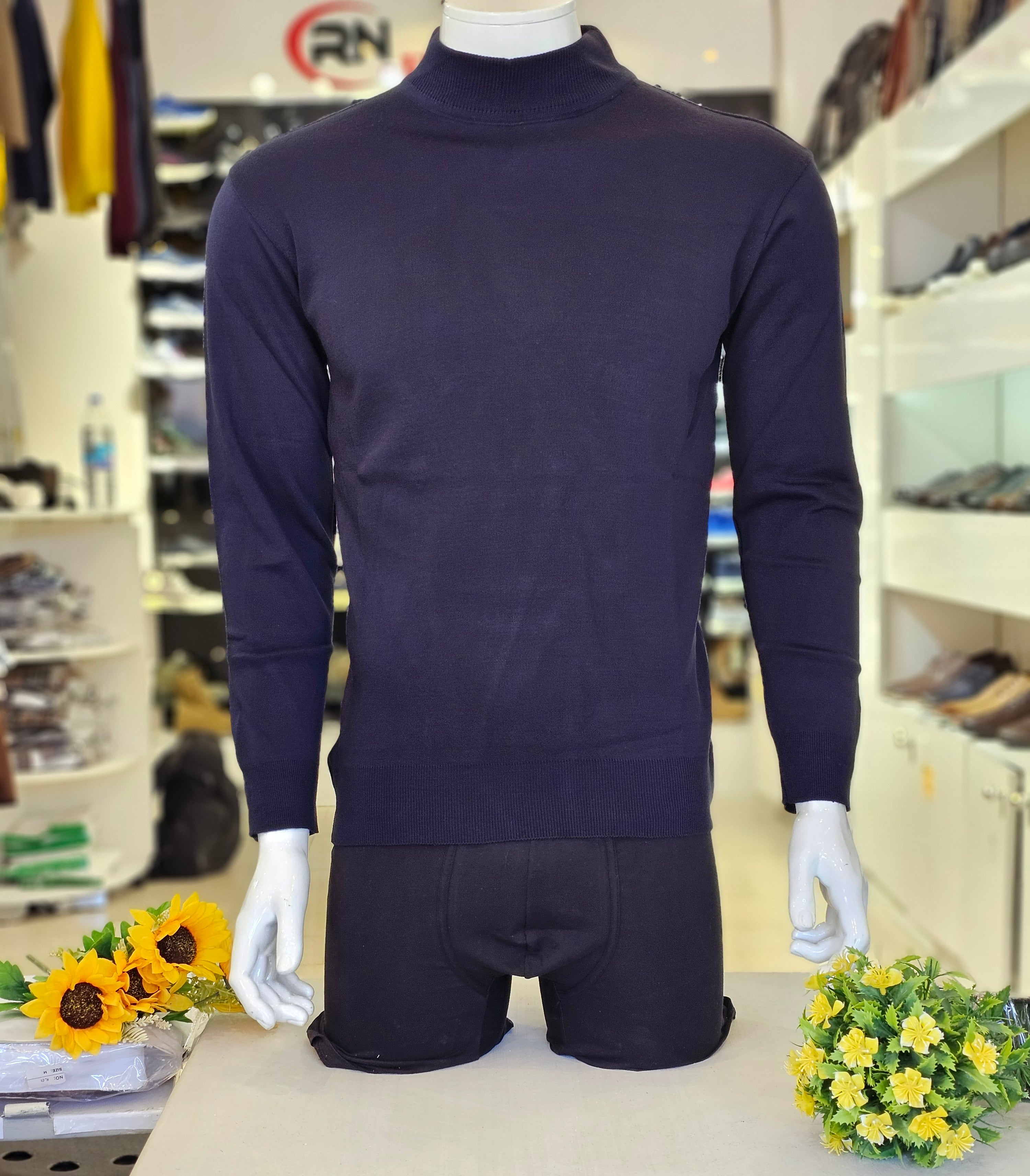 Pull Col Rond bleu