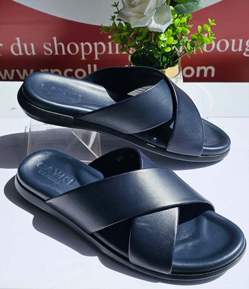 Sandale Cuir 011# Bleu