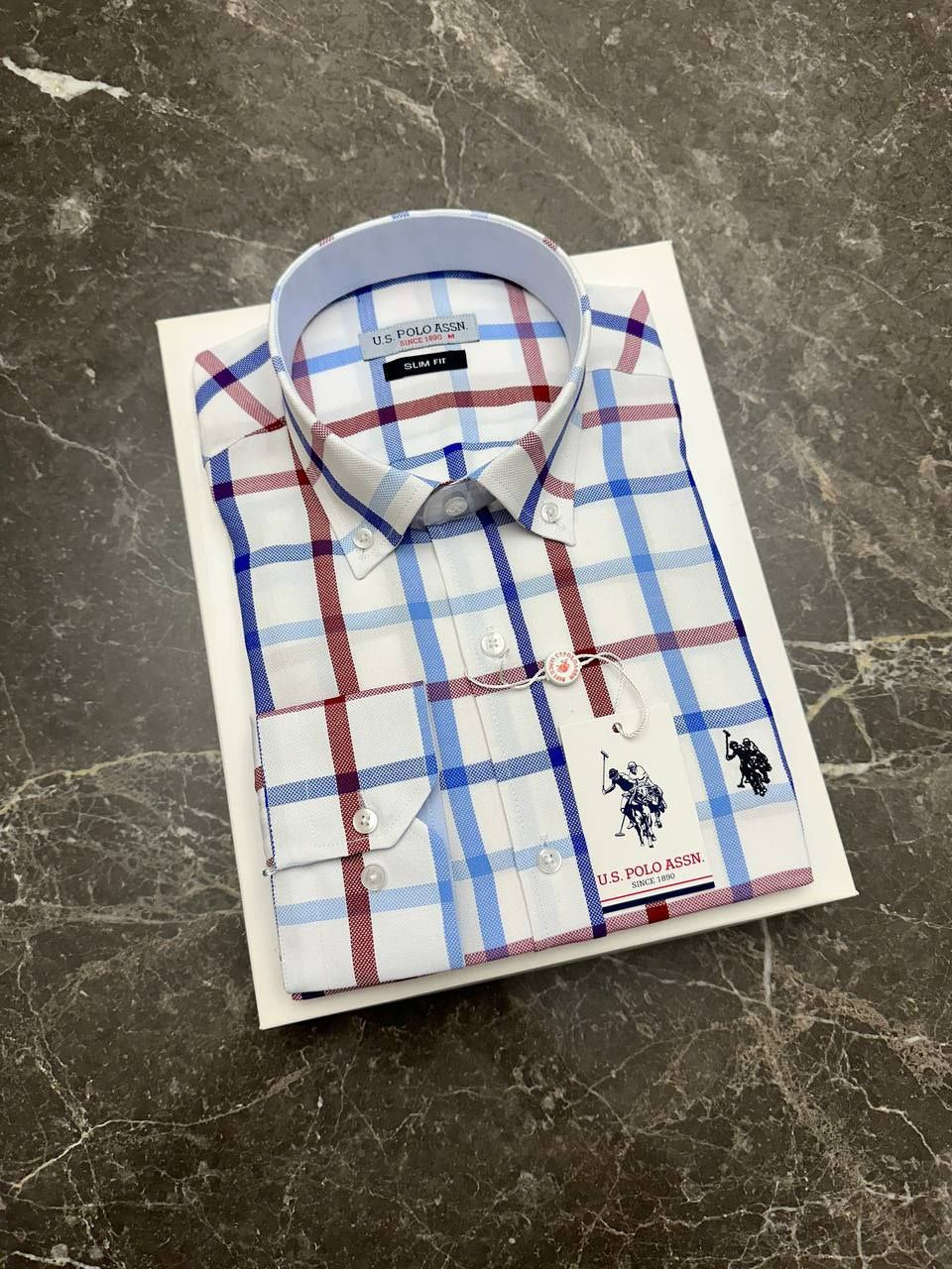 Chemise Polo rayures rouge