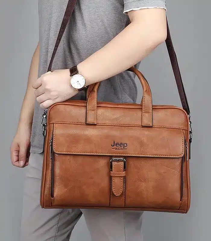 Sac cartable cuir tabac