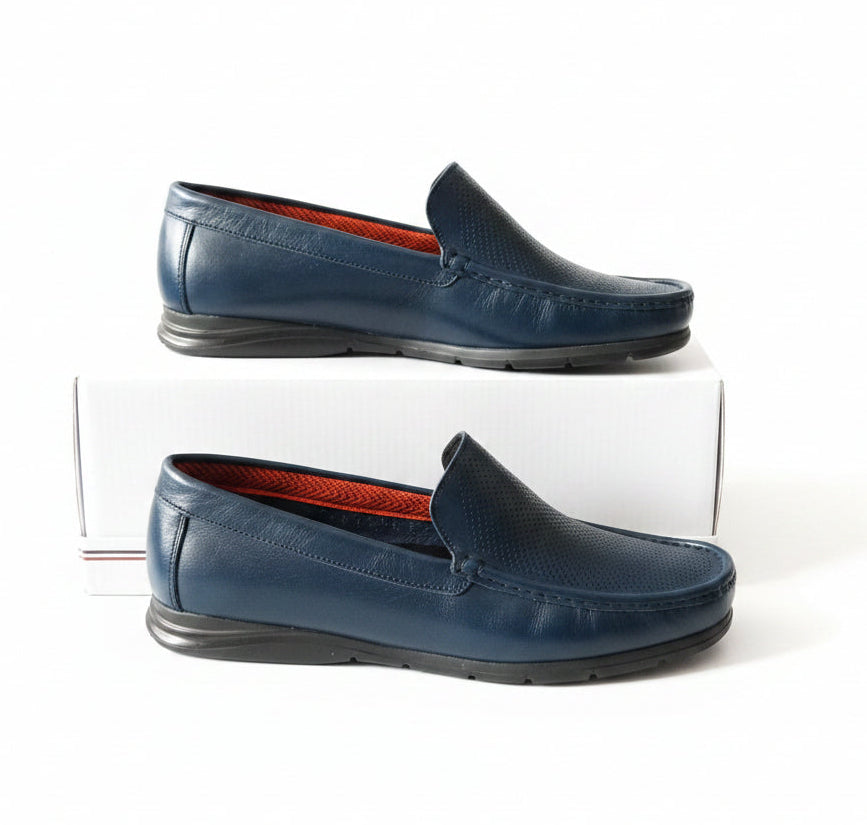 Mocassin Cuir 19# bleu