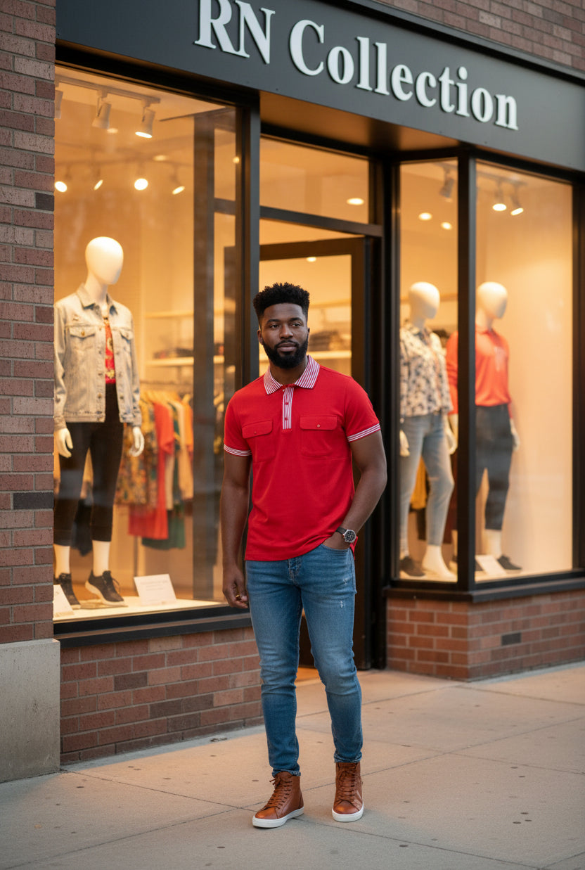 Polo Double Poche Rouge