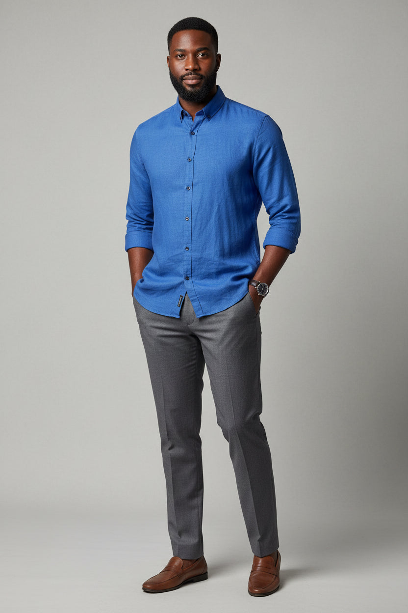 Chemise Lin Bleu Roi