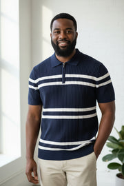 Polo maille Bleu