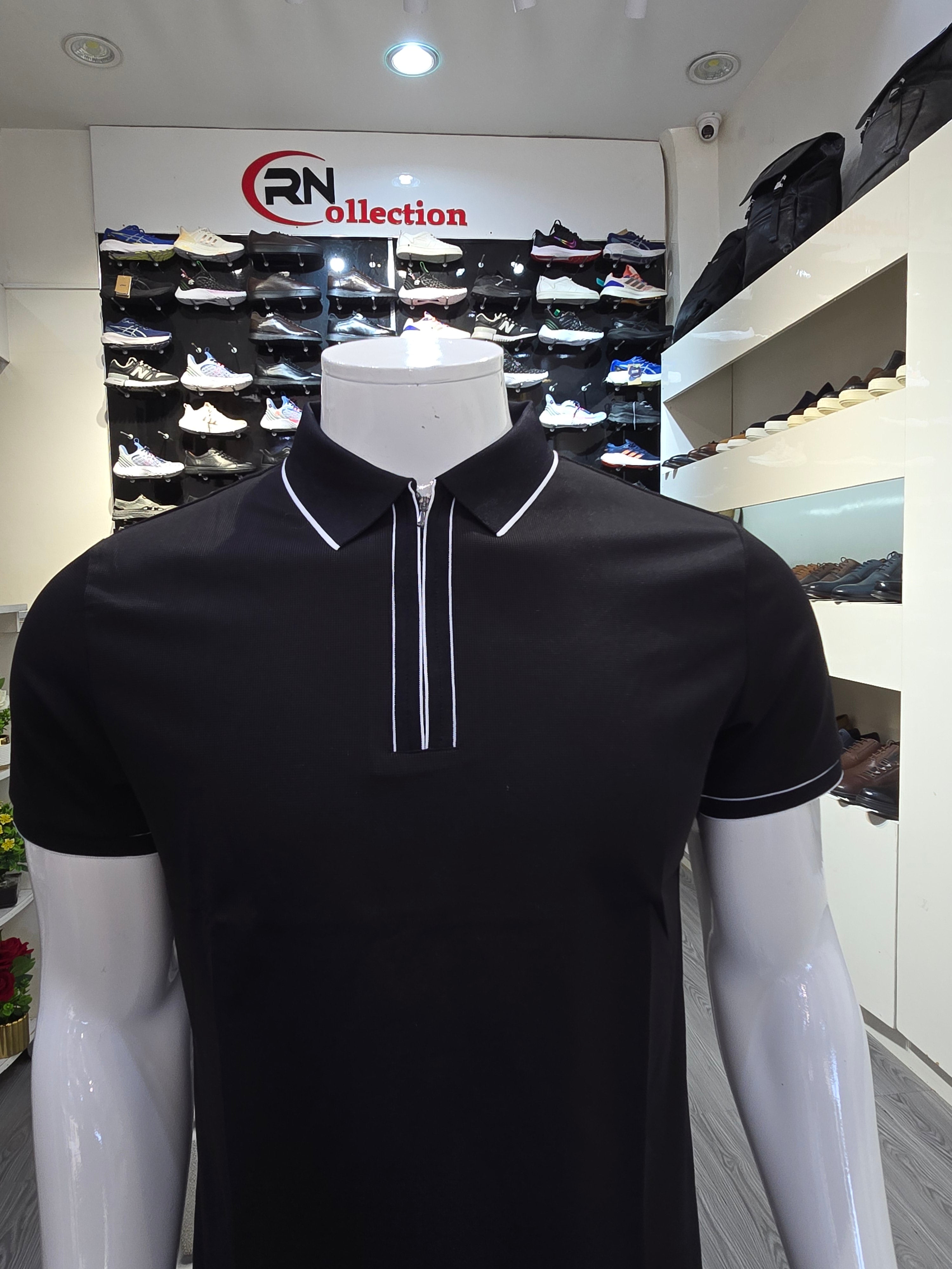 Polo Soie Glacèe Noir Fermeture