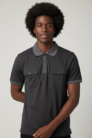 Polo double Poche Noir