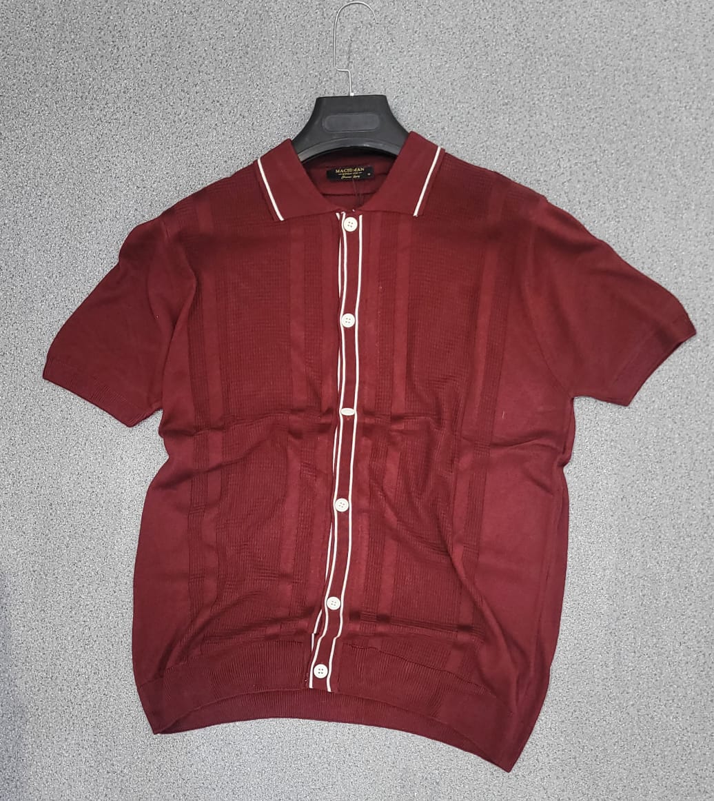 Polo Cardigan Rouge Bordeaux