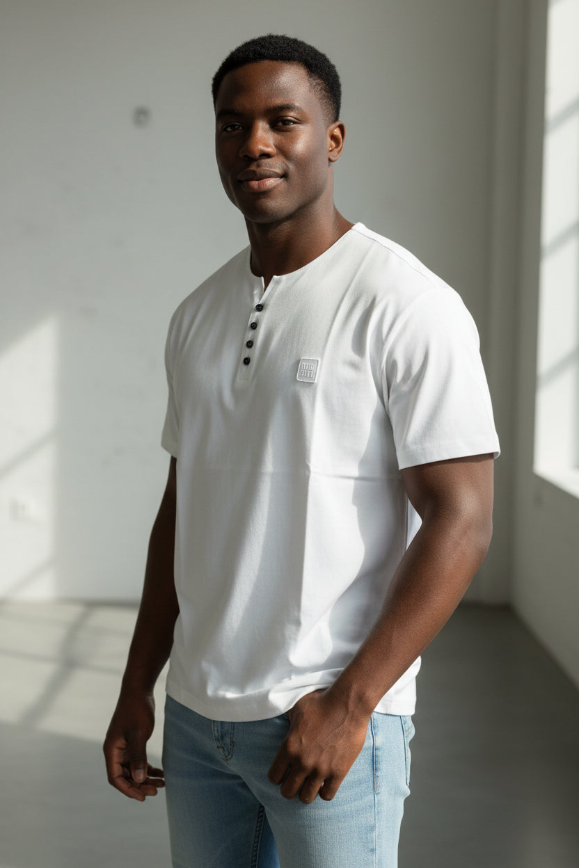 T-shirt Button blanc