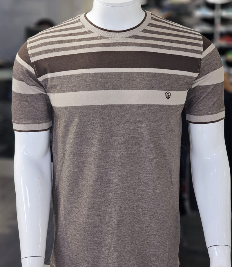 T-Shirt Gos Rayure Marron