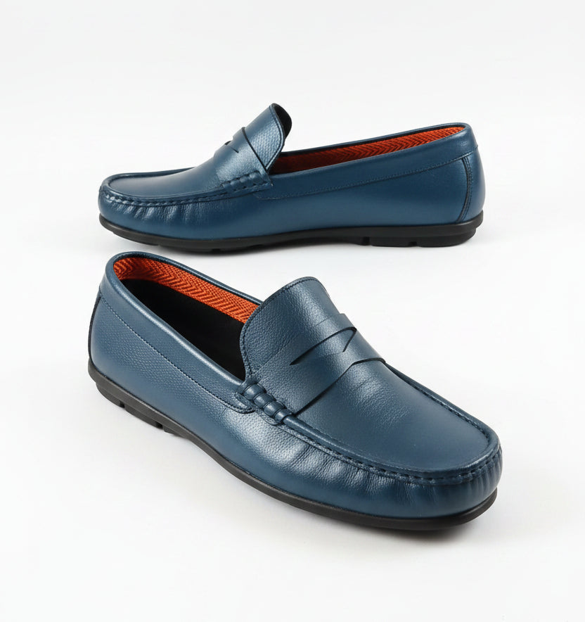 Mocassin Cuir R23 Bleu