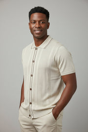 Polo Cardigan Beige