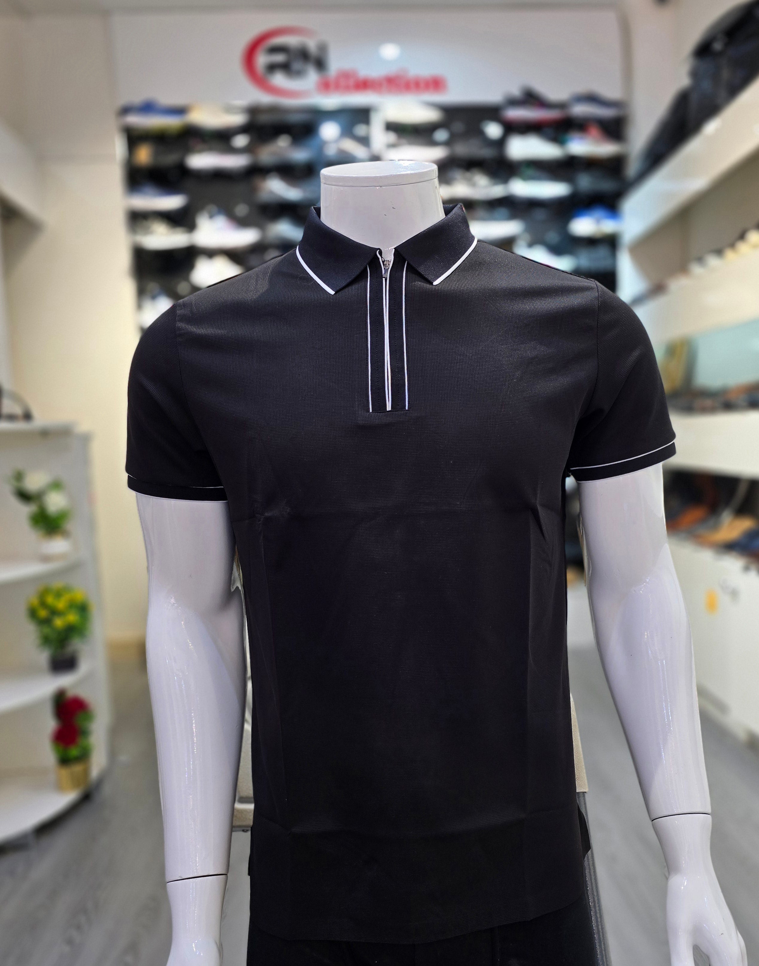 Polo Soie Glacèe Noir Fermeture