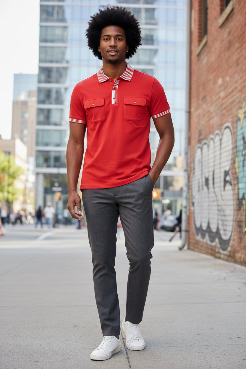 Polo Double Poche Rouge