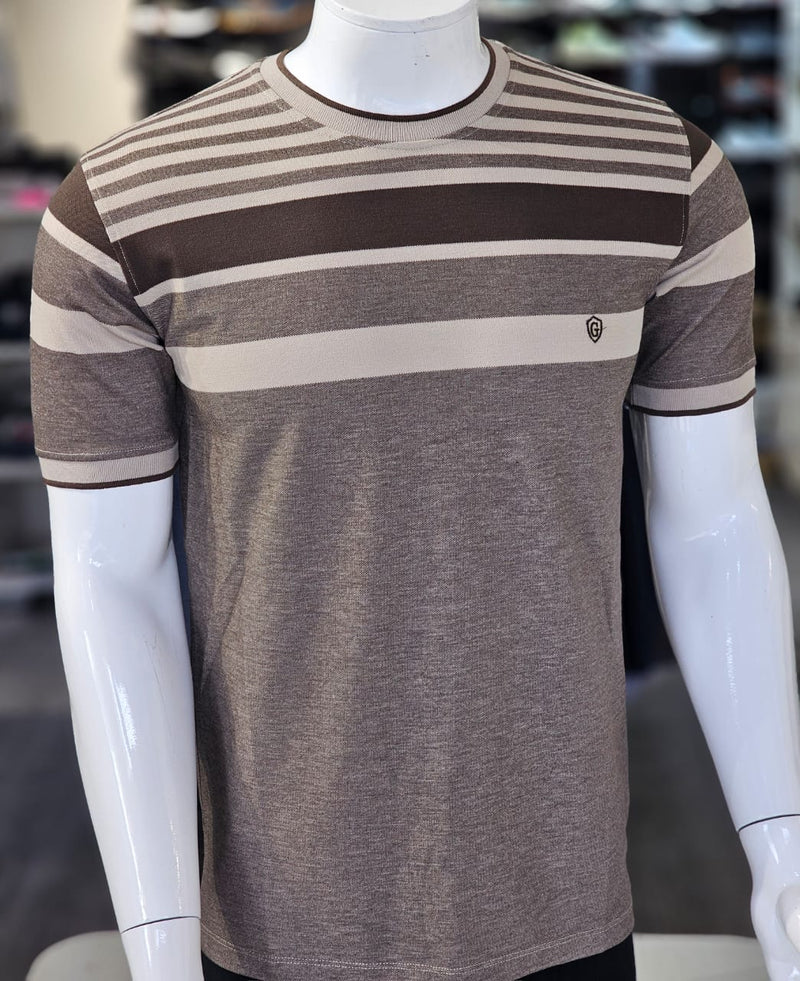 T-Shirt Gos Rayure Marron