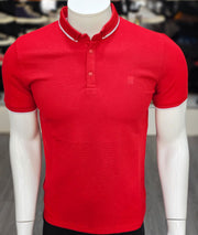 Polo Col button Rouge