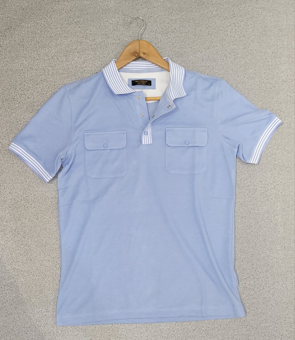 Polo Double Poche Bleu Ciel