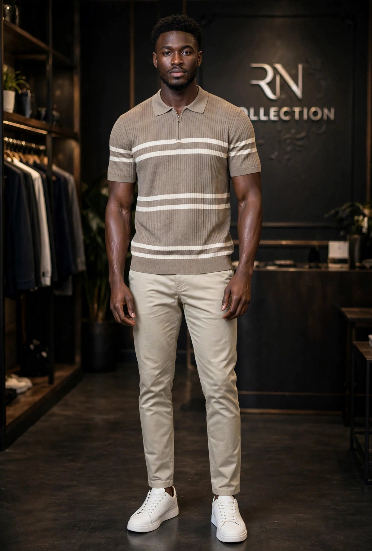 Ensemble Polo + kakki + Basket Blanc