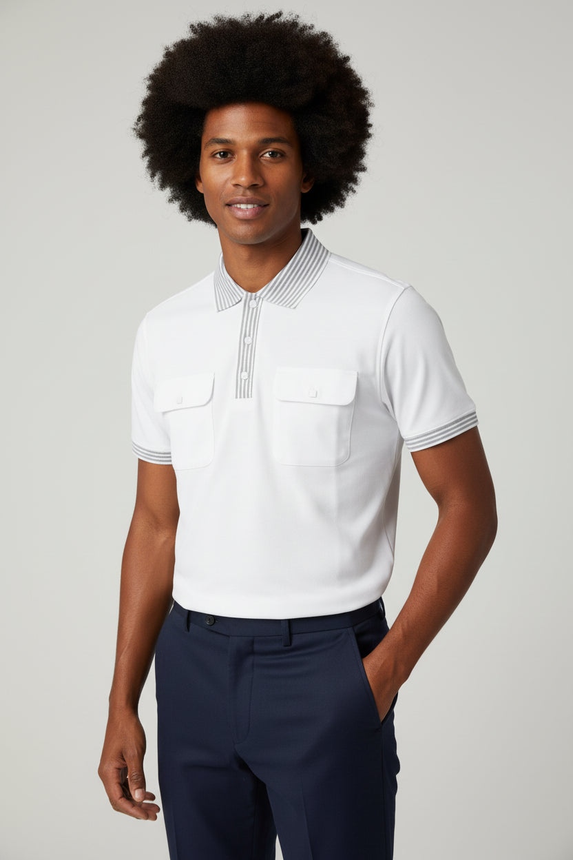Polo Double poche Blanc
