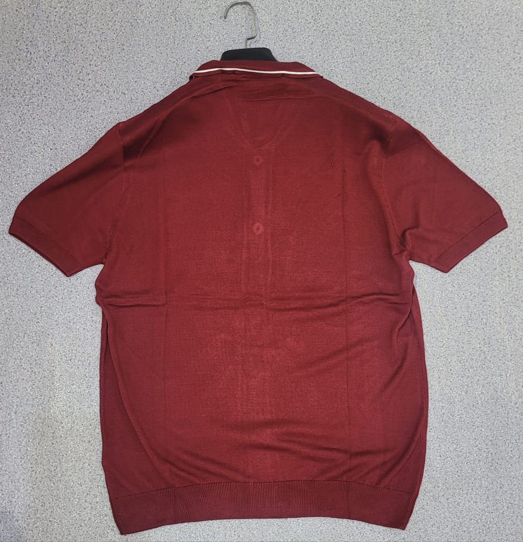 Polo Cardigan Rouge Bordeaux